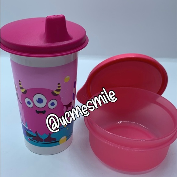 Tupperware Big Bell Zou Monster Tumbler Sippy Cup with Snack Cup - Picture 4 of 6